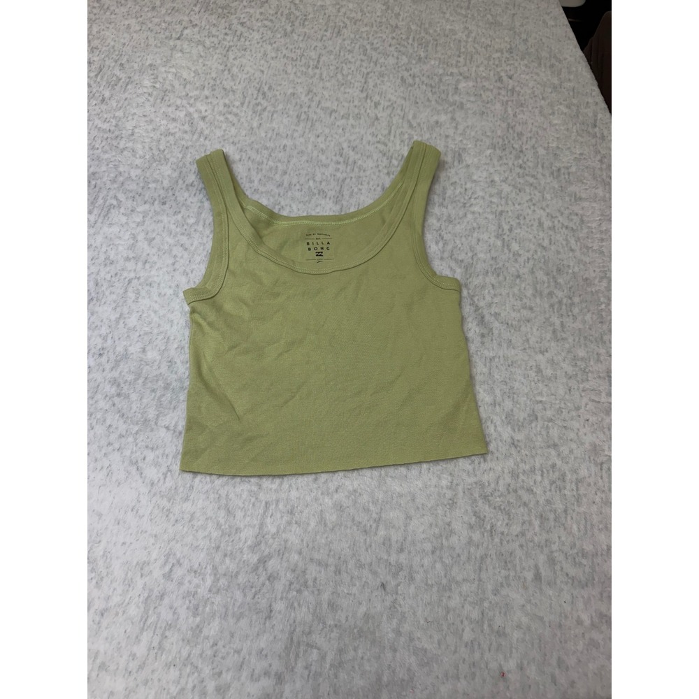 Billabong Womens Sage Green -Knit Cropped Tank Top Scoop Neck Medium RawHem NWOT